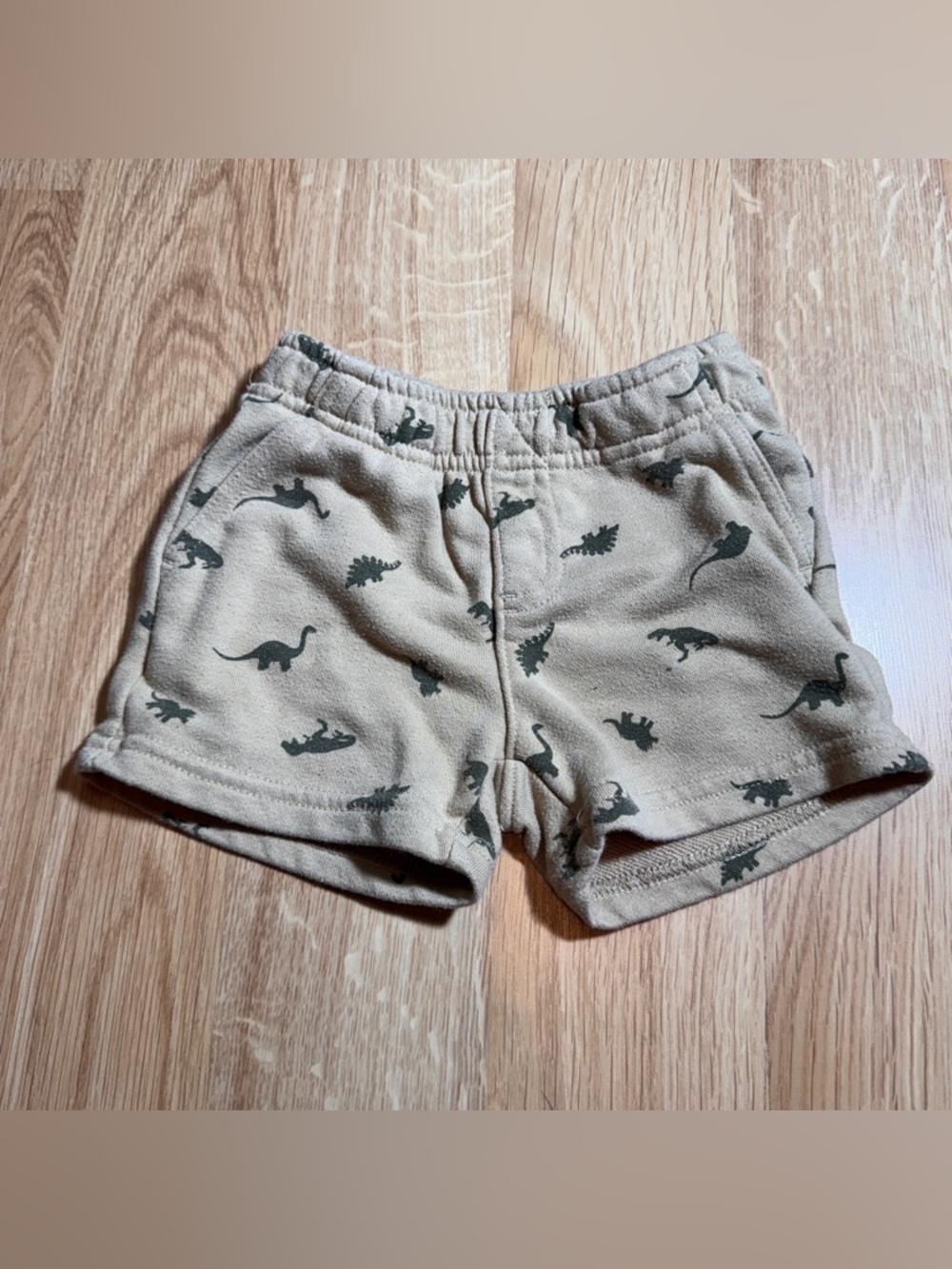 Kids Beige Dino Print Shorts
